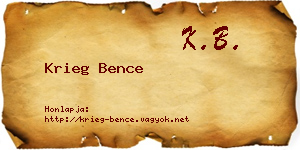 Krieg Bence névjegykártya